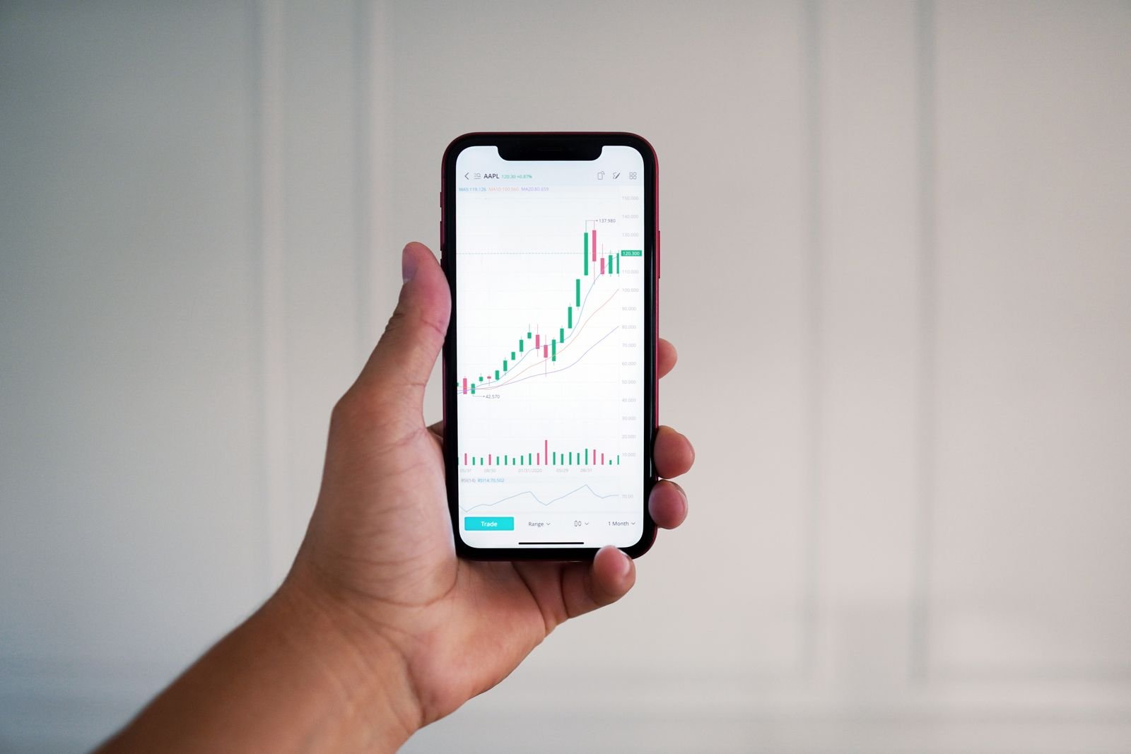 Person holding a phone with analytics data on screen, like Instagram Insights profile visits
